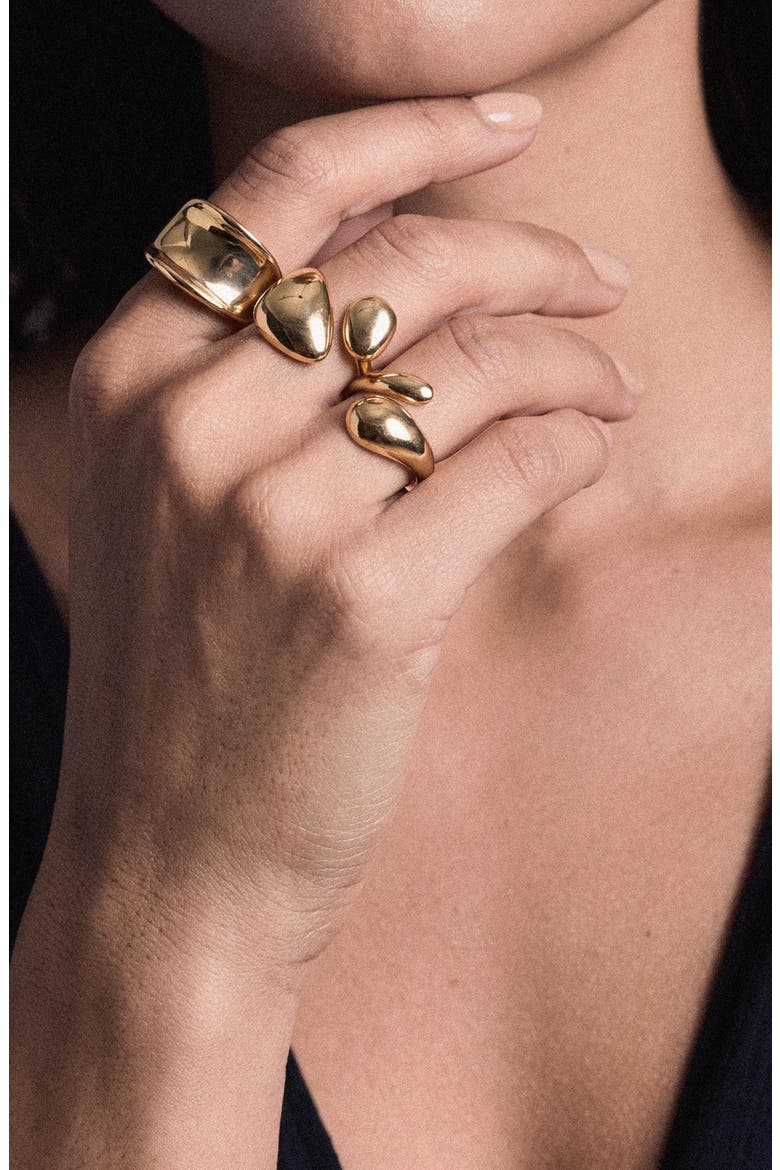Modern Organics Set of 3 Rings, Alternate, color, GOLD