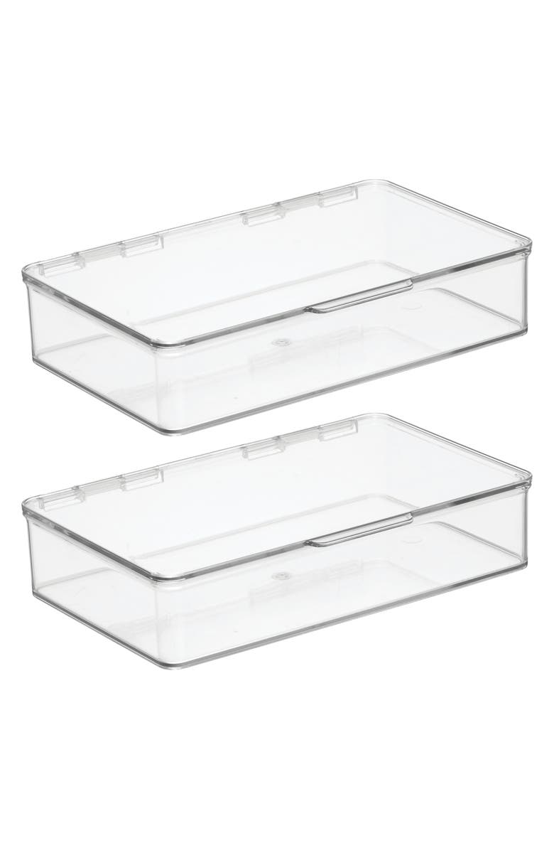 iDesign Stackable Hinged-Lid Pantry Storage Box - Set of 2 - Clear, Main, color, Clear