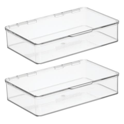 Stackable Hinged-Lid Pantry Storage Box - Set of 2 - Clear