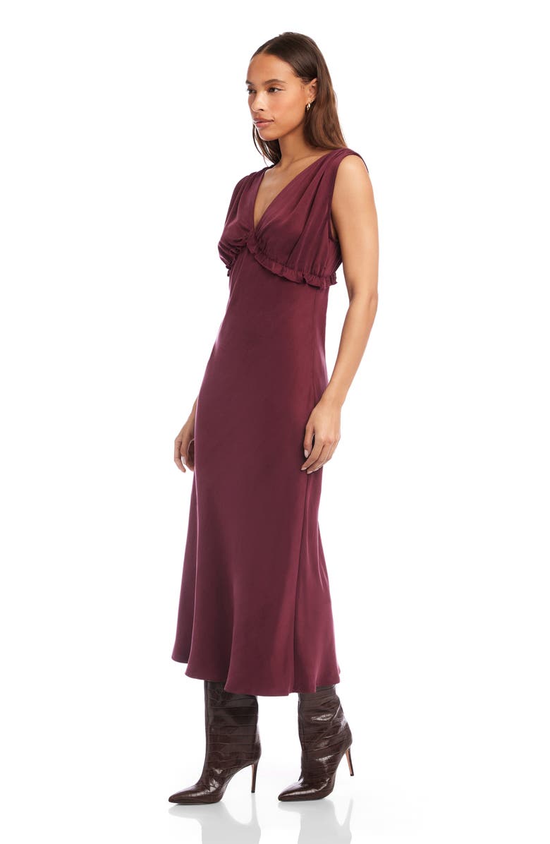 FIFTEEN TWENTY Cierra Ruffle Sleeveless Midi Dress, Alternate, color, Wine