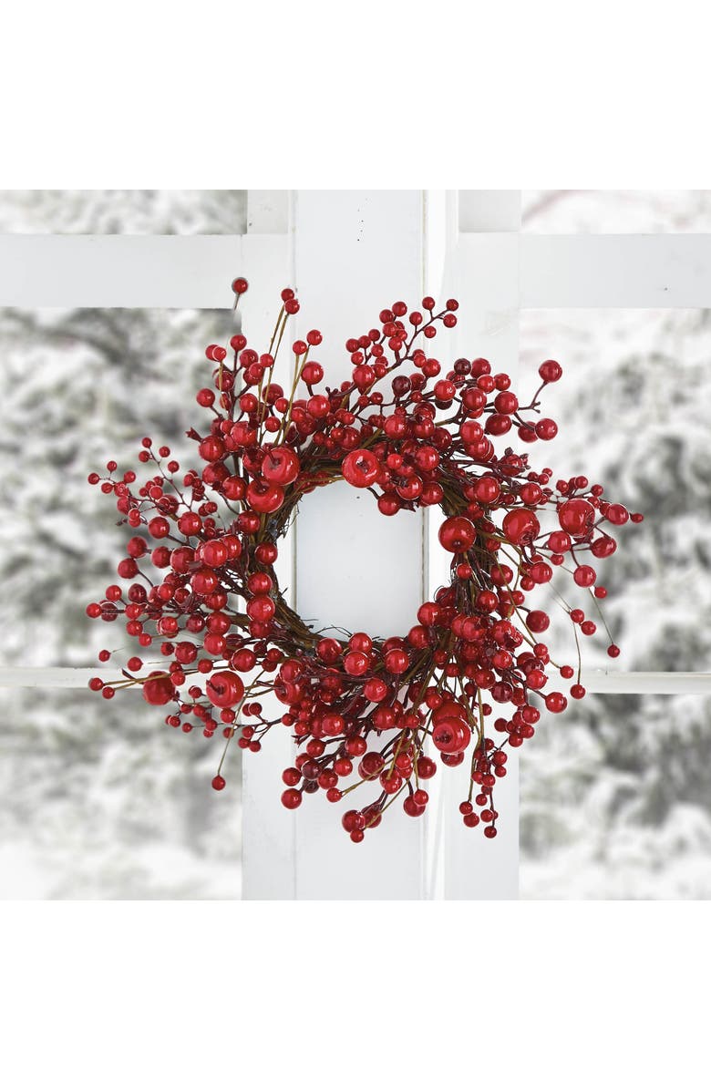 tag Red Berry Artificial Christmas Wreath - Festive Holiday Decor, Alternate, color, Red