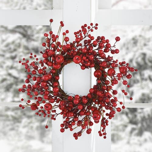 Tag Red Berry Artificial Christmas Wreath In Red