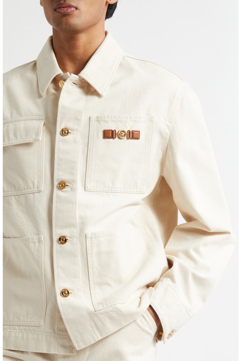 Medusa Biggie Carpenter Denim Jacket, Alternate, color, ECRU