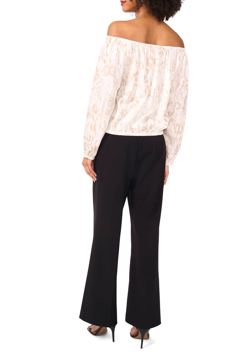 Vince Camuto Print Off the Shoulder Long Sleeve Top, Alternate, color,