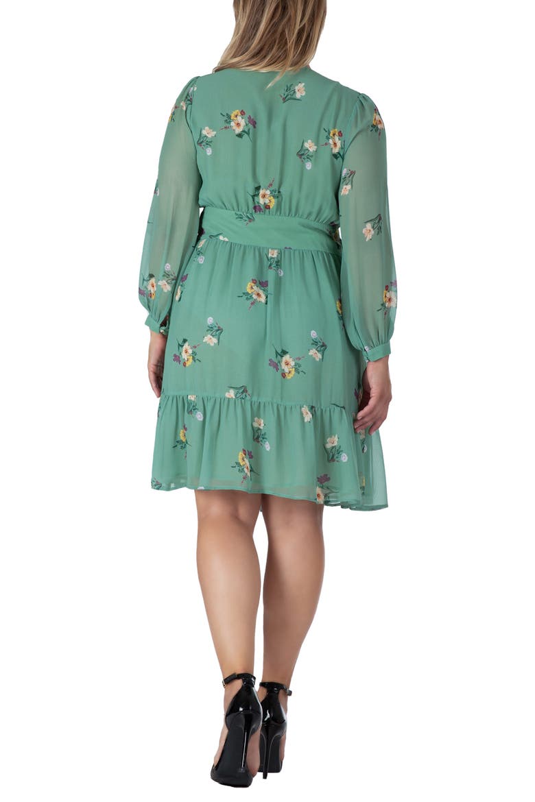 Long Sleeve Chiffon Wrap Dress, Alternate, color, SAGE GREEN FLORAL