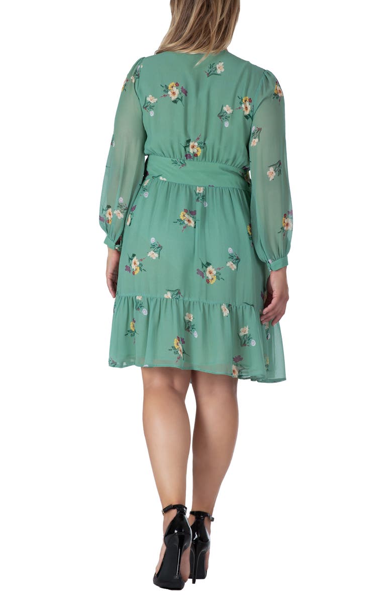 Standards & Practices Long Sleeve Chiffon Wrap Dress, Alternate, color, Sage Green Floral