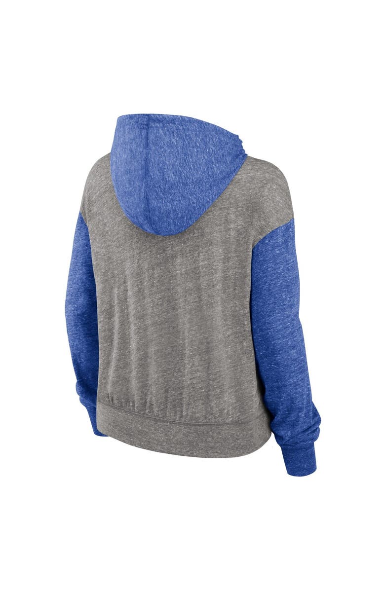 Nike Women's Nike Heather Gray/Royal Duke Blue Devils Blitz Color Block Legacy Pullover Hoodie, Alternate, color, Heather Gray