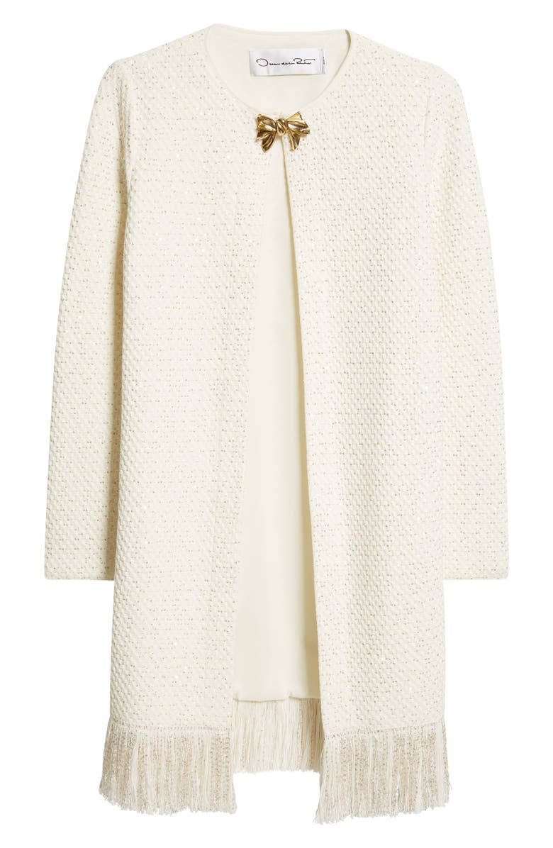 Oscar de la Renta Sequin Fringe Hem Jacket, Main, color,
