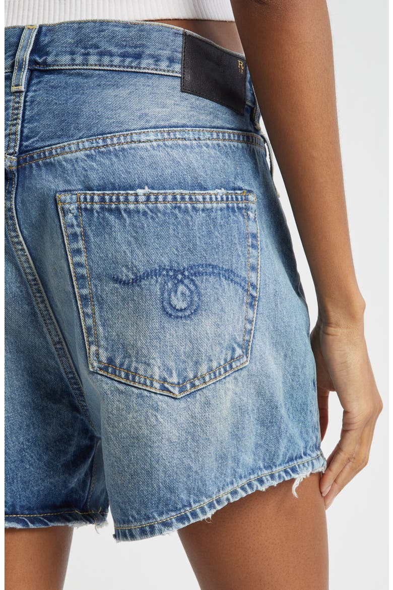 Crossover Distressed Denim Shorts, Alternate, color, BAIN BLUE