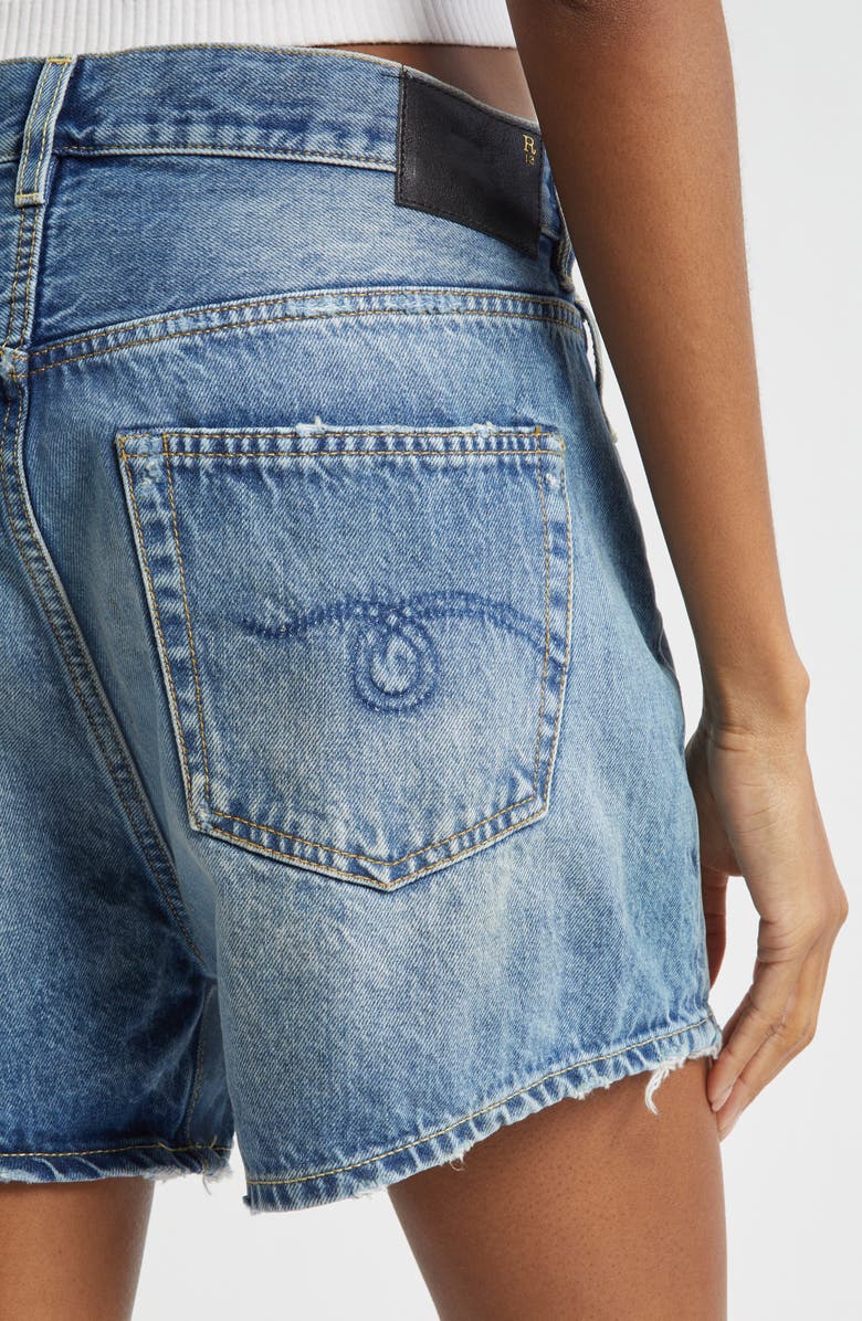 R13 Crossover Distressed Denim Shorts, Alternate, color, Bain Blue