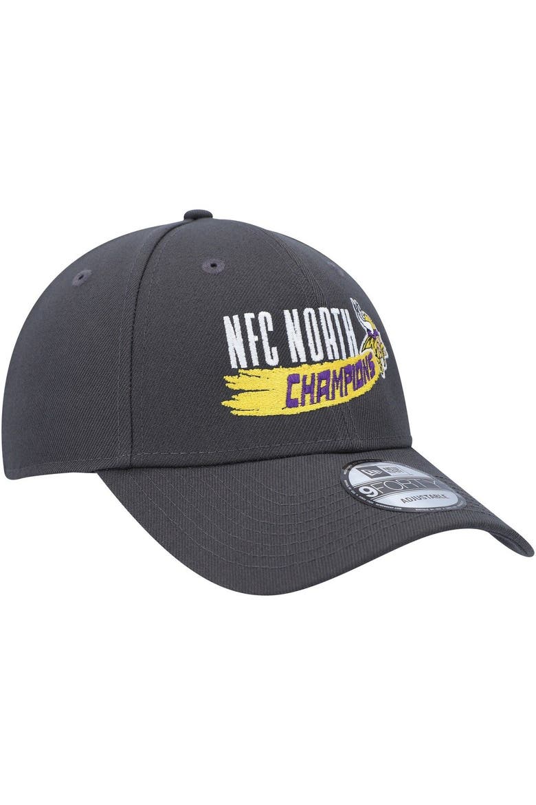 Graphite Minnesota Vikings 2022 NFC North Division Champions 9FORTY Adjustable Hat, Alternate, color, Graphite