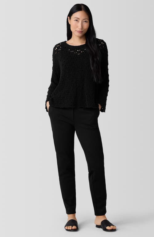 Eileen Fisher Jersey Tapered Ankle Trousers In Black