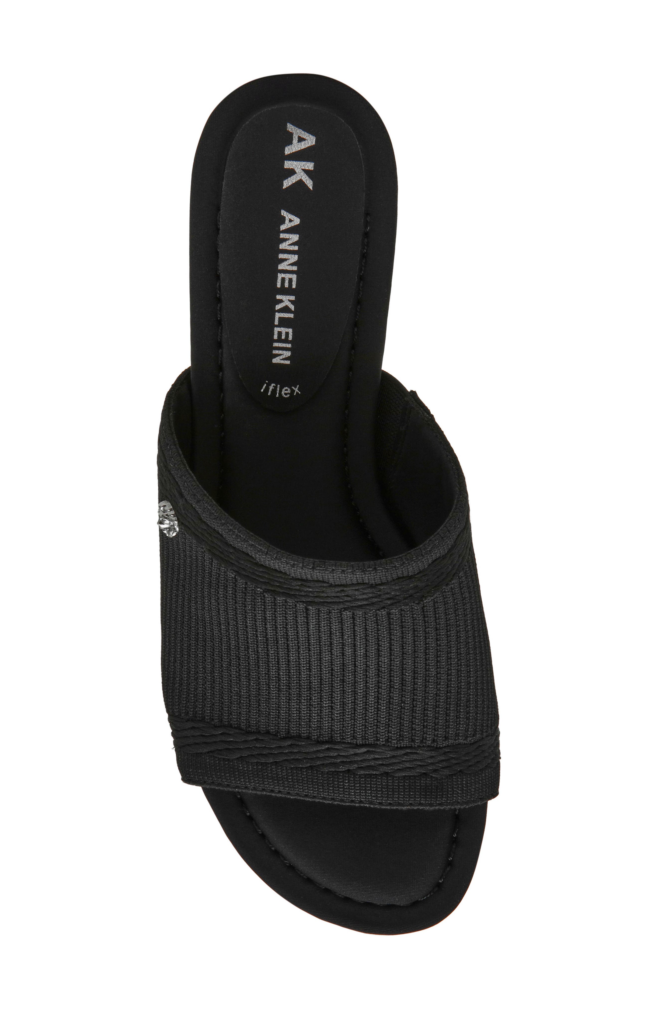 Anne Klein Capley Wedge Sandal, Alternate, color, Black Knit