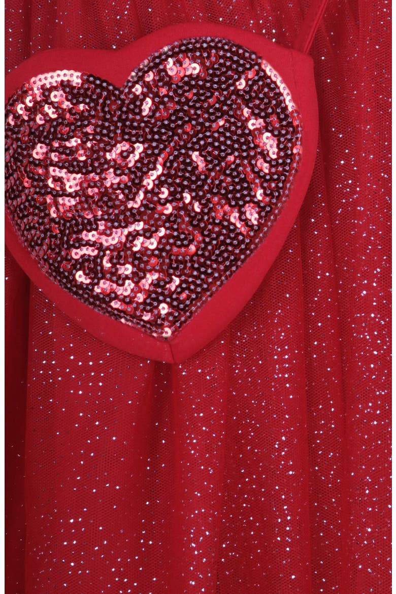 Kids' Heart Tulle Dress & Sequin Purse Set, Alternate, color, RED/IVORY