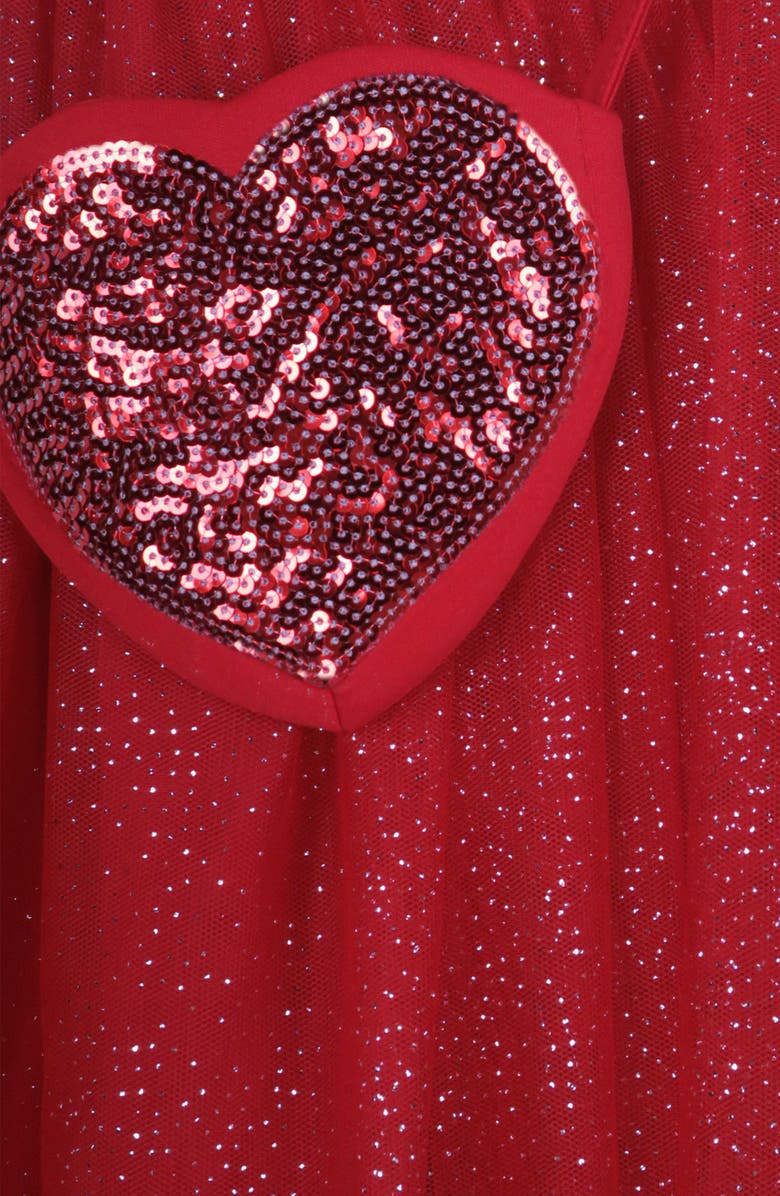 Zunie Kids' Heart Tulle Dress & Sequin Purse Set, Alternate, color, Red/Ivory