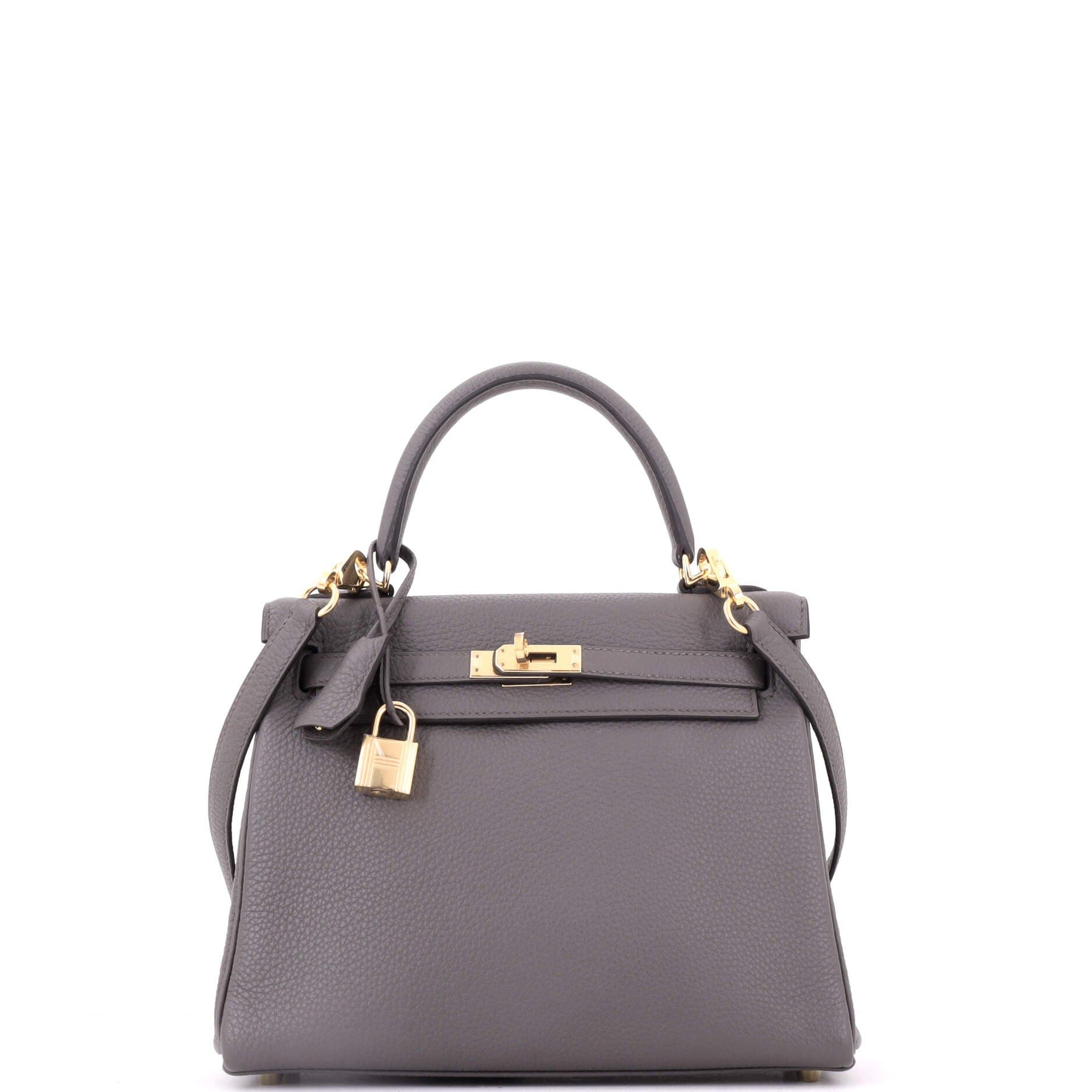 Kelly Handbag Grey Togo with Gold Hardware 25, Main, color, Grey