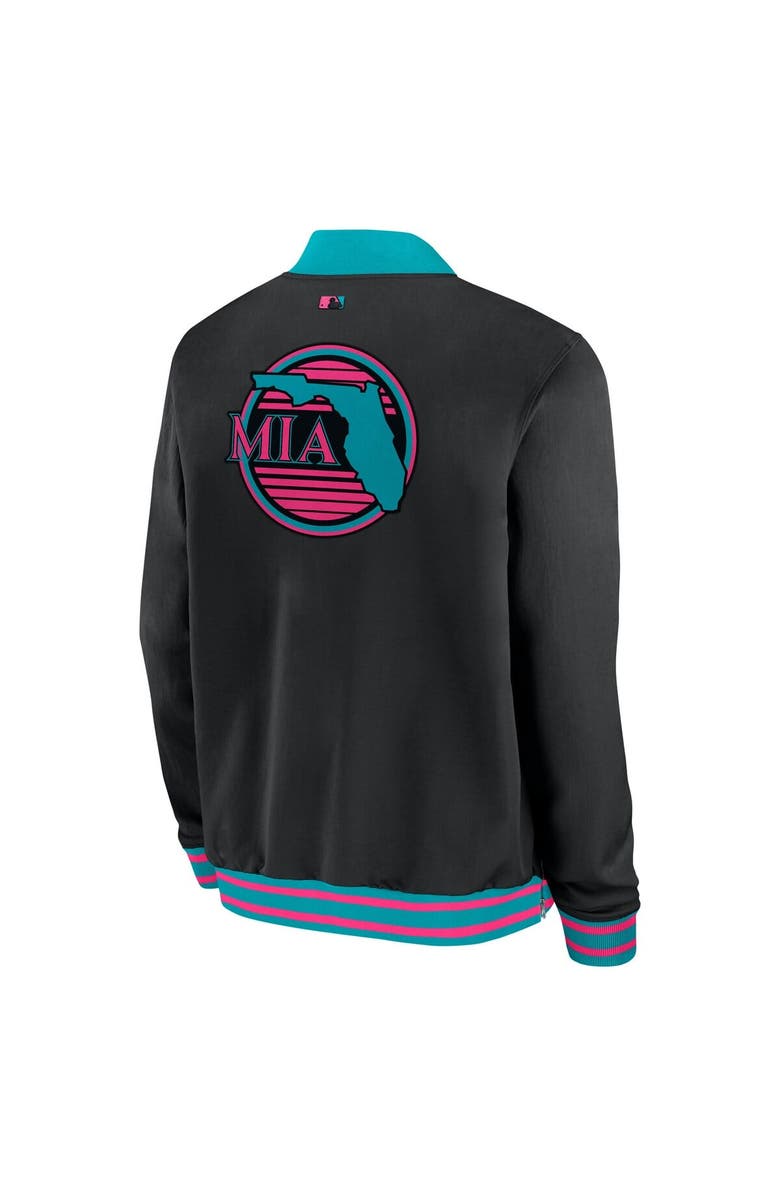 Nike Men's Nike Black Miami Marlins 2025 City Connect Authentic Collection Full-Zip Bomber Jacket, Alternate, color, Black