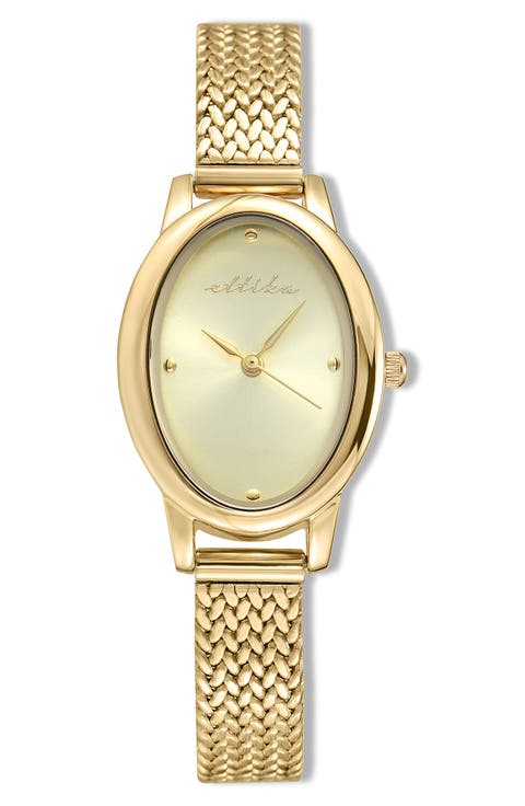 Oval Face Mesh Strap Watch