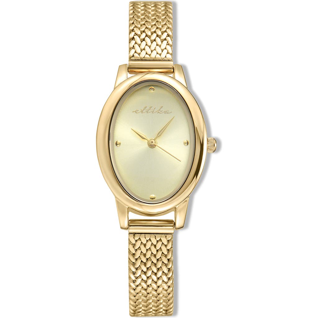 Ettika Oval Face Mesh Strap Watch In Gold
