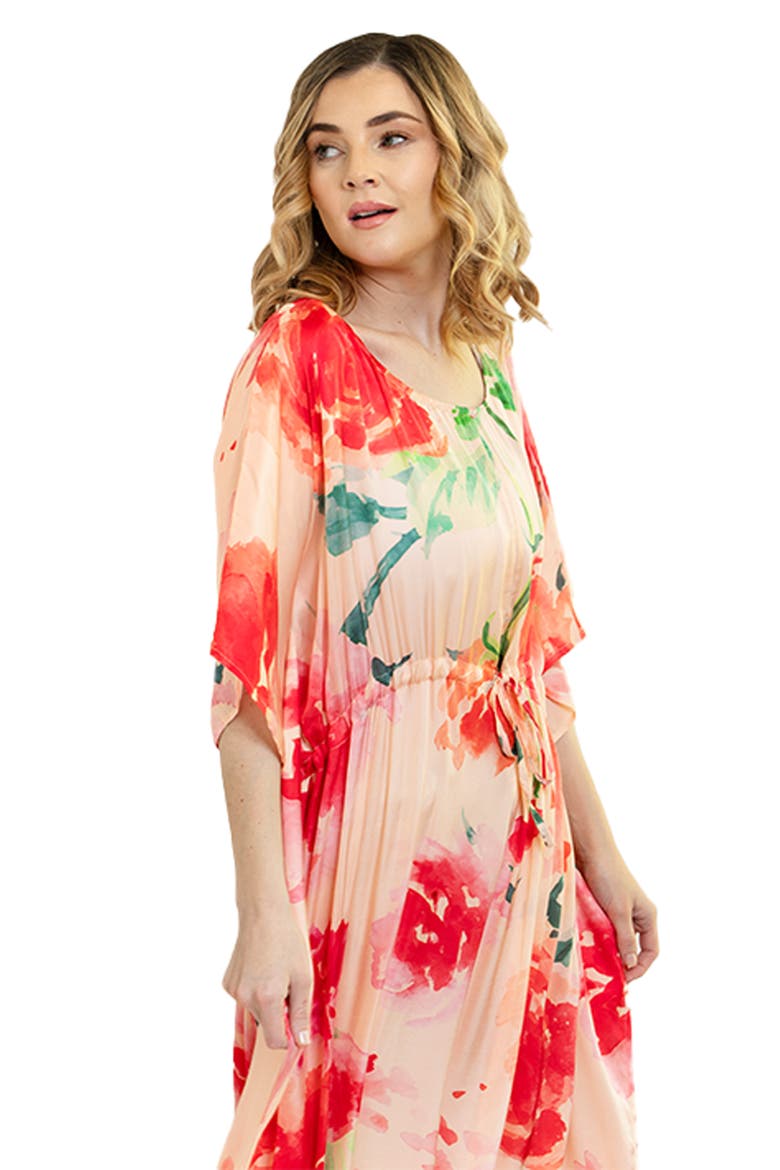 Graceful Blossom Floral Print Cover-Up Kaftan, Alternate, color, MULTI