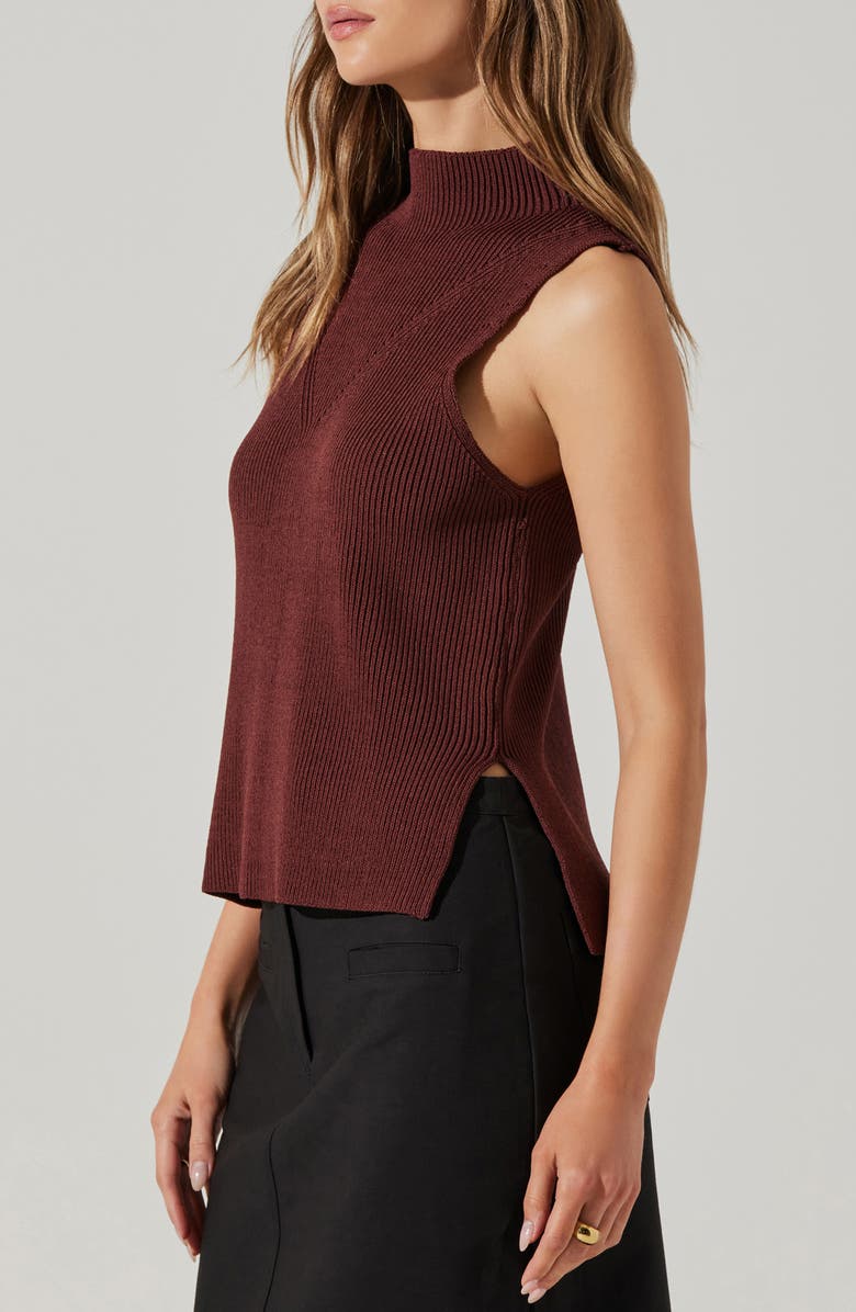 ASTR the Label Zea Sleeveless Funnel Neck Rib Sweater, Alternate, color, Mulberry