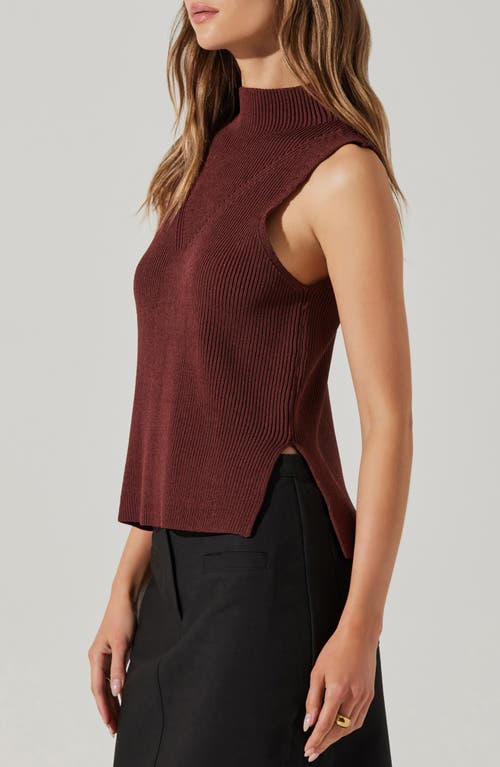 Astr The Label Zea Sleeveless Funnel Neck Rib Sweater In Purple