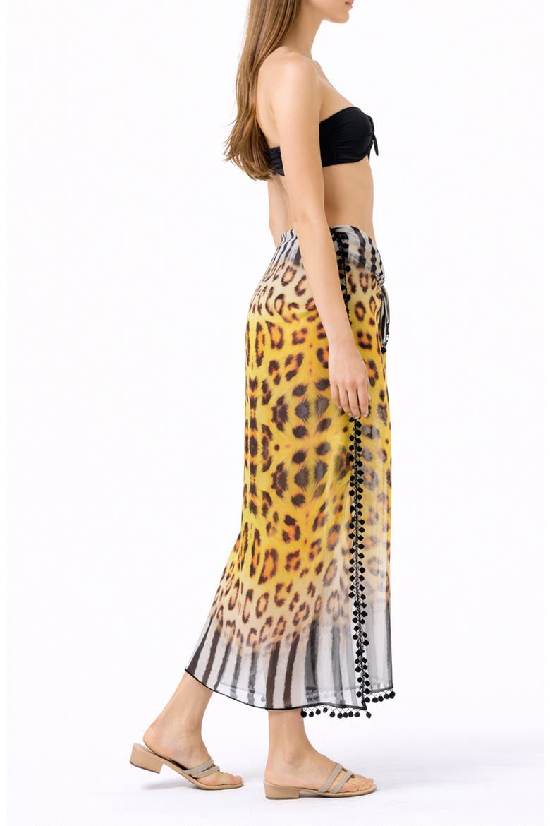 Animal Print Long Sarong, Alternate, color, YELLOW