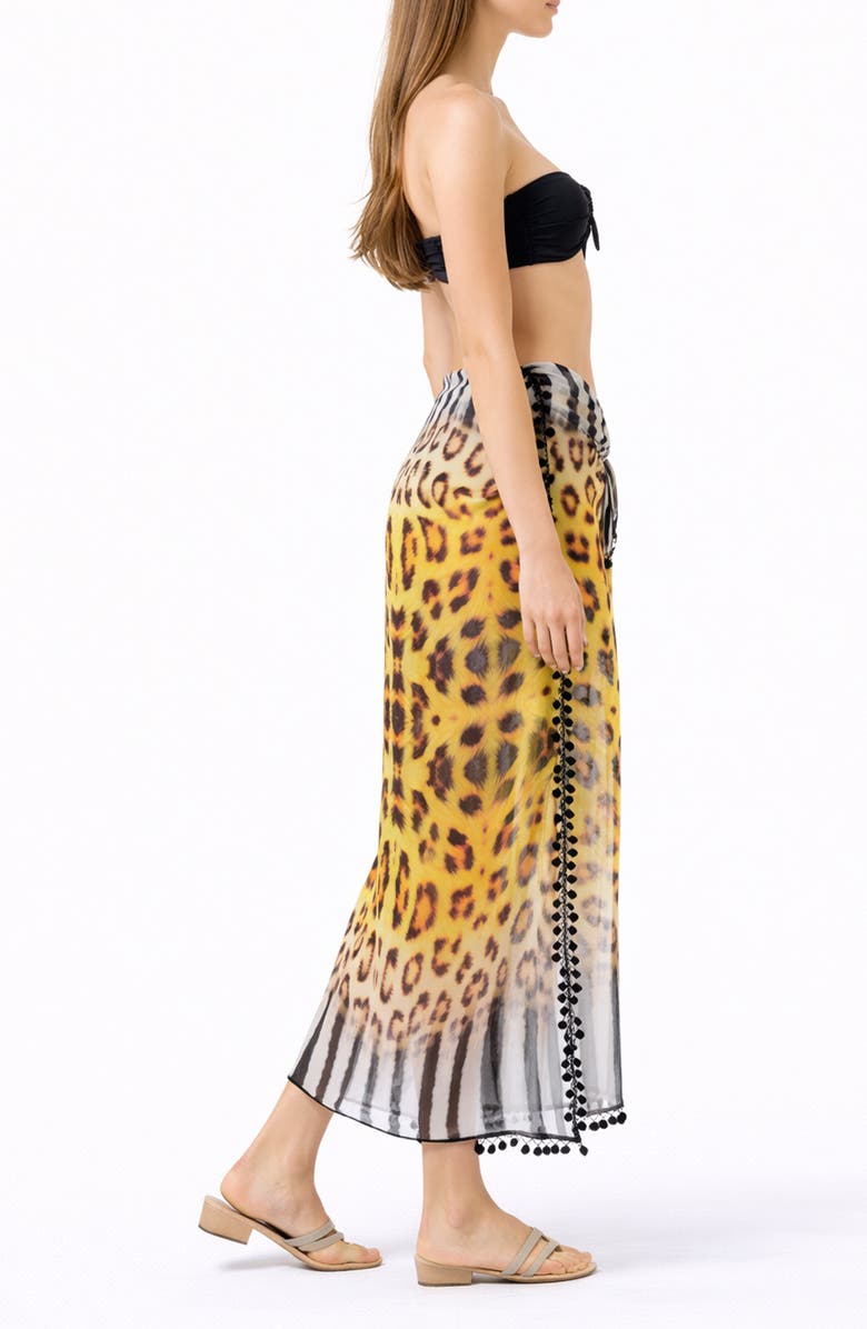 RANEES Animal Print Long Sarong, Alternate, color, Yellow