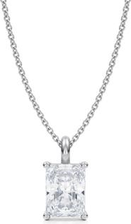 ALLUREZ Radiant Solitaire Lab Diamond Pendant Necklace 14K 2.0ct