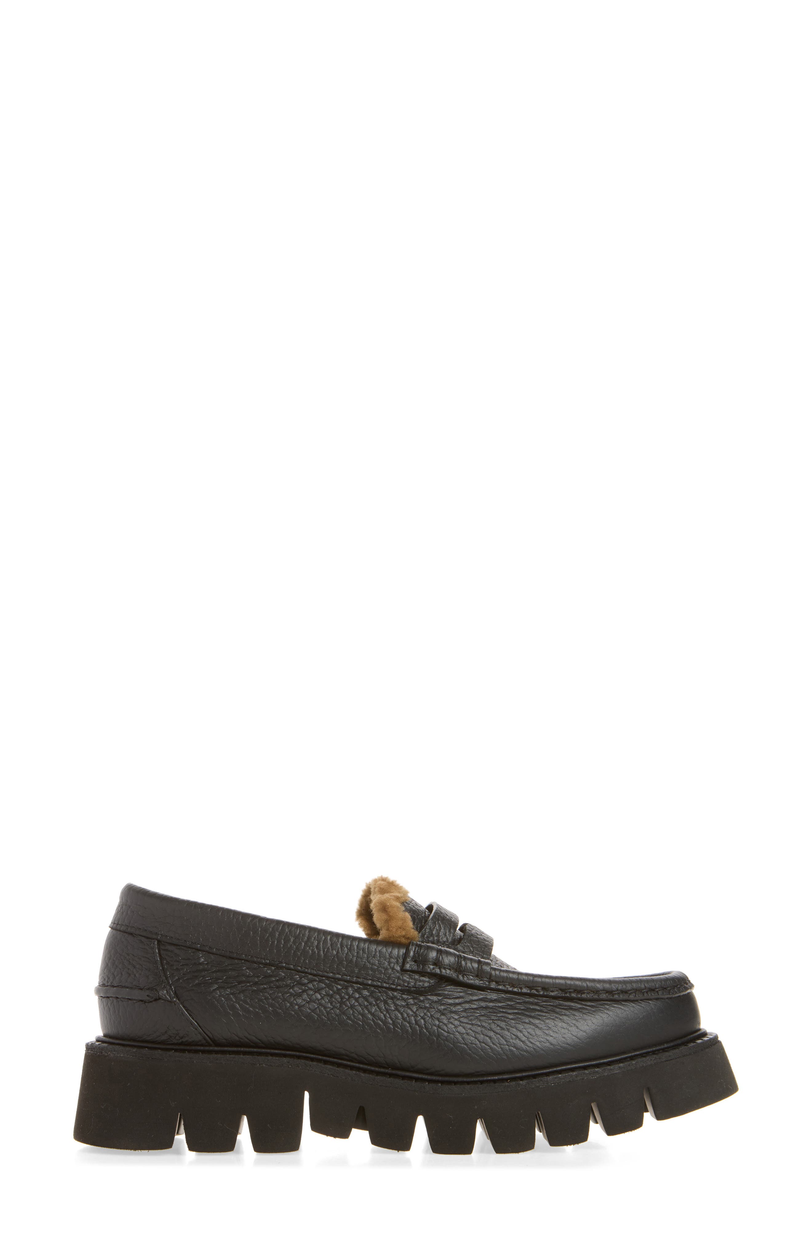 Sebas Lug Penny Loafer, Alternate, color, BLACK CERVO-SHRLNG