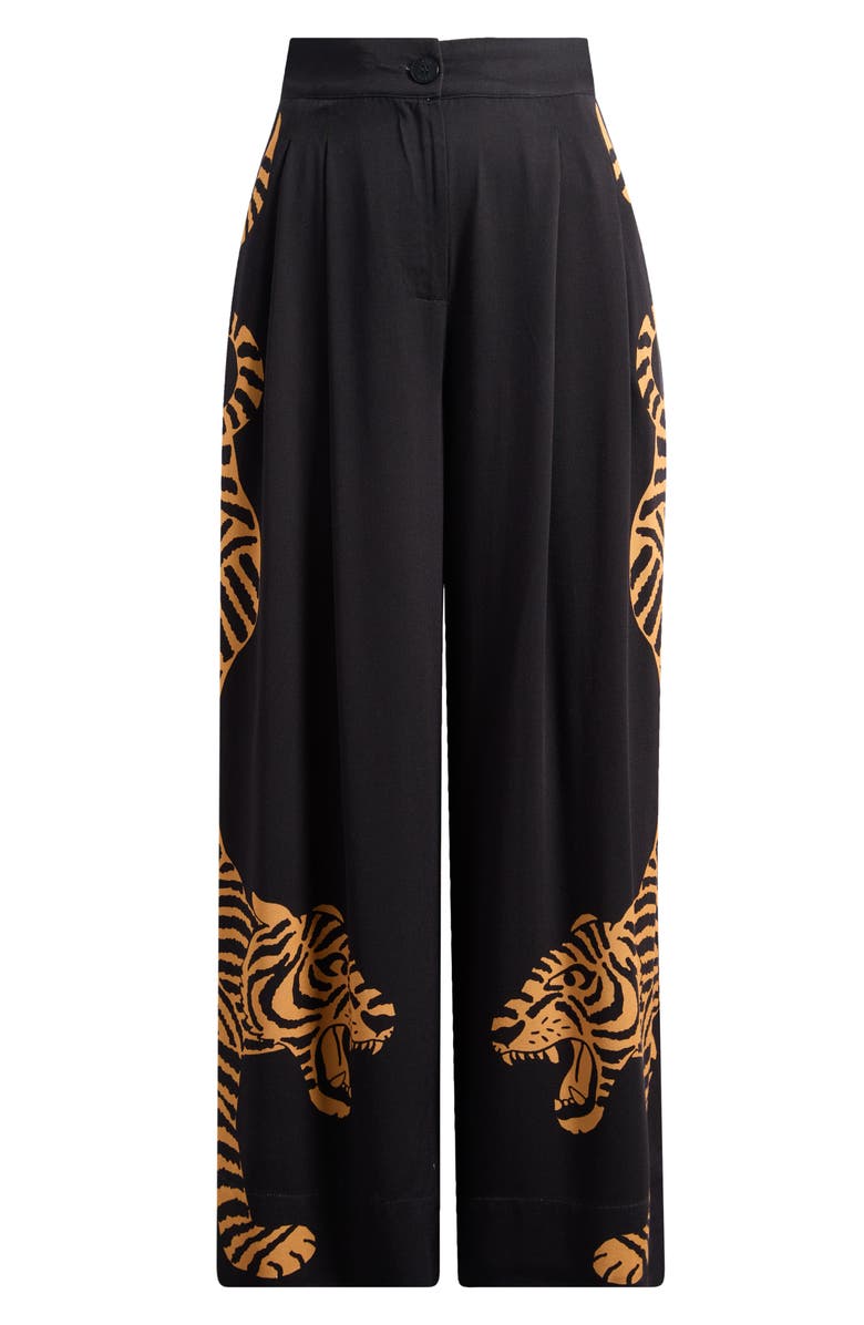 FARM Rio Black Tiger Wide Leg Pants, Main, color, Black