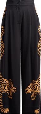 FARM Rio Black Tiger Wide Leg Pants