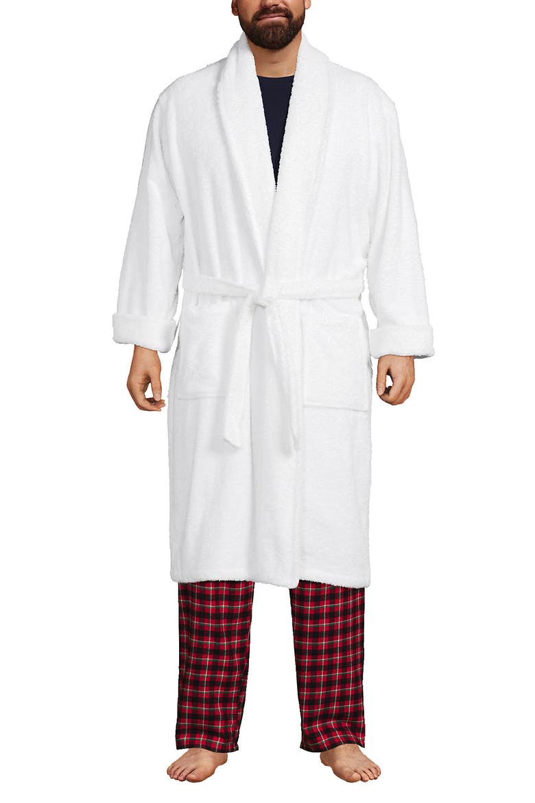 Calf Length Turkish Terry Robe, Alternate, color, White