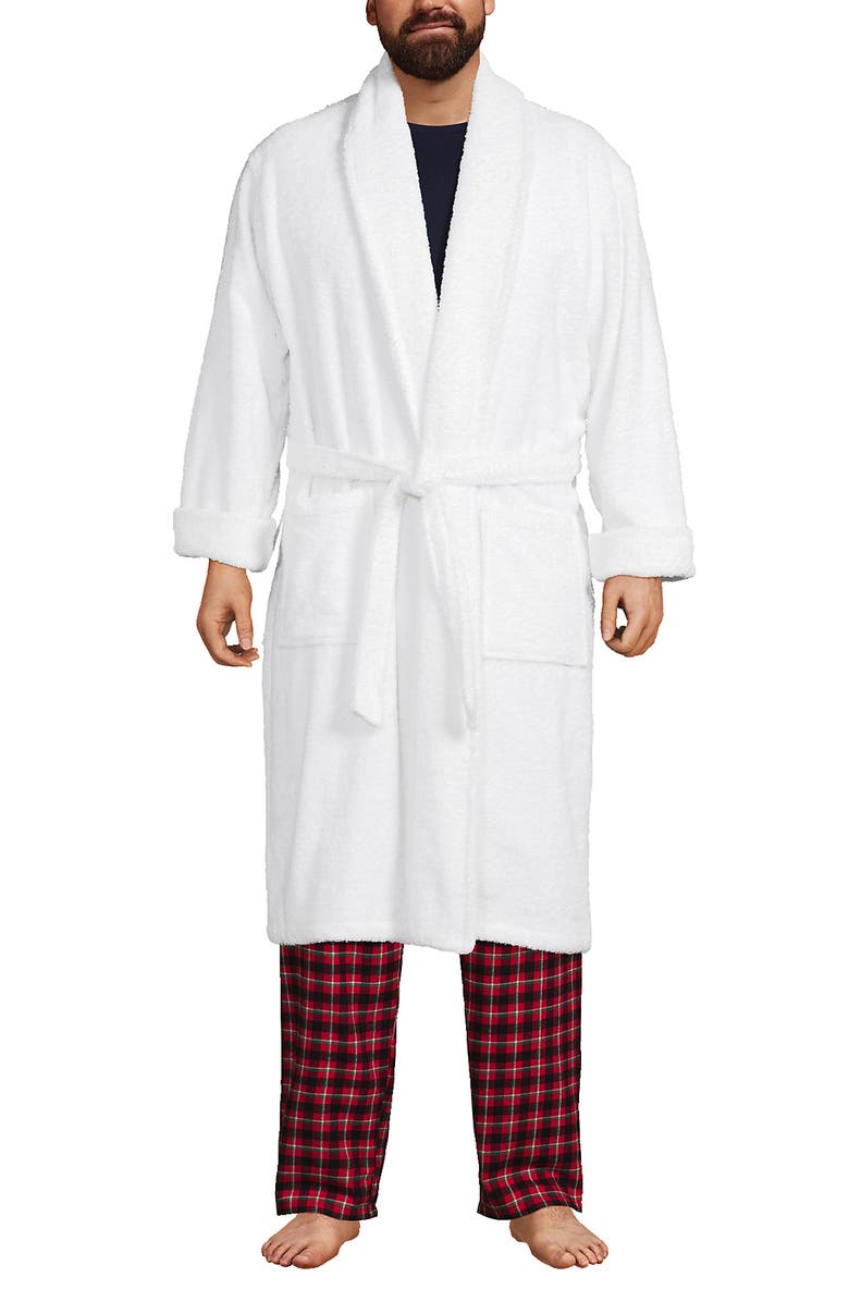 Lands
 End Calf Length Turkish Terry Robe, Alternate, color, White