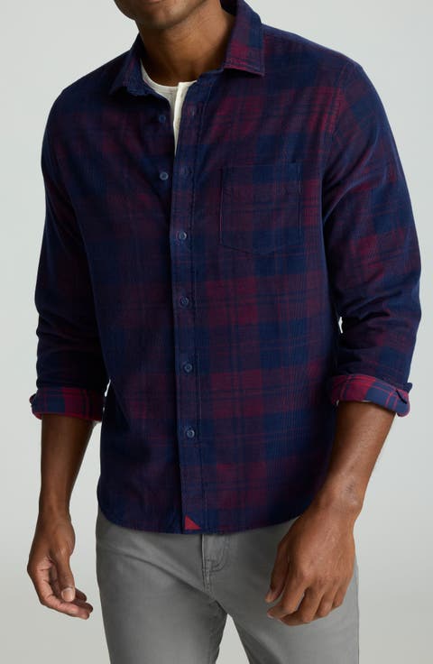 Jaeger Plaid Cotton Corduroy Button-Up Shirt