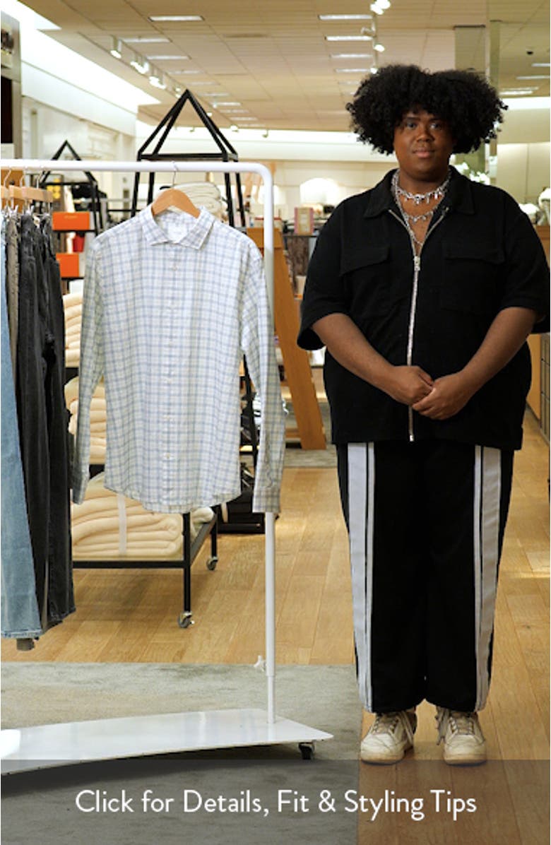 Seersucker Plaid Stretch Cotton Button-Up Shirt, sales video thumbnail