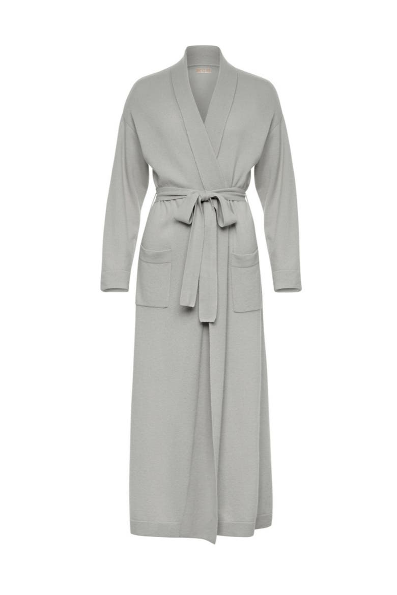 Pure Cashmere Long Robe, Alternate, color, Dove Grey