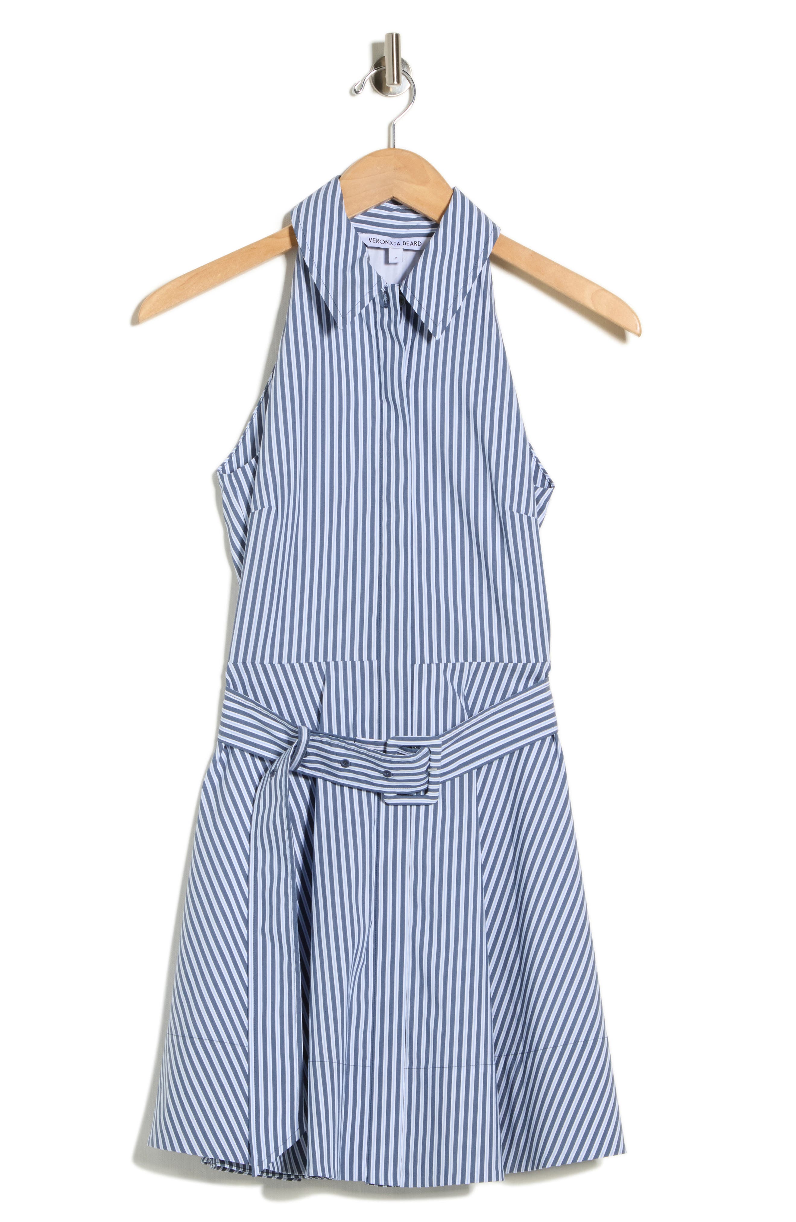 Veronica Beard Beau Stripe Sleeveless Cotton Blend Shirtdress