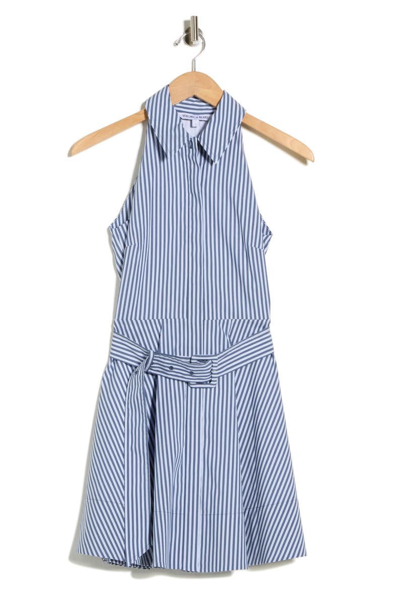 Beau Stripe Sleeveless Cotton Blend Shirtdress, Alternate, color, BLUE MULTI