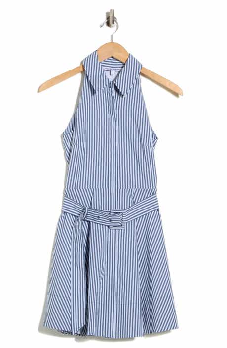 Veronica Beard Beau Stripe Sleeveless Cotton Blend Shirtdress