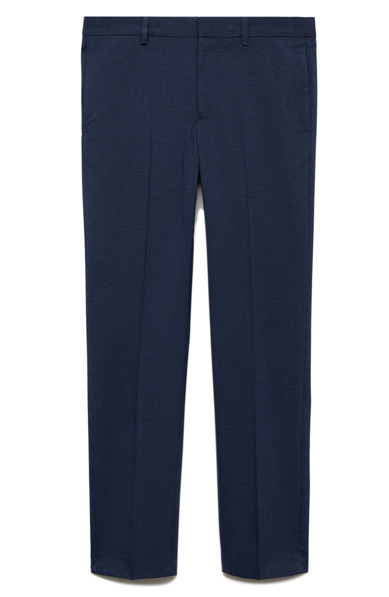 MANGO Superslim Fit Dark Blue Flat Front Stretch Dress Pants, Alternate, color, Ink Blue