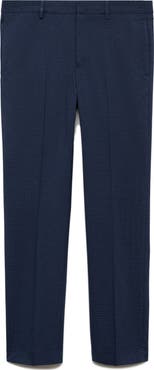 MANGO Superslim Fit Dark Blue Flat Front Stretch Dress Pants