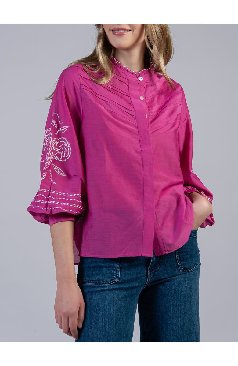 Cape Cove Camellia Silk Cotton Blouse, Main, color, Rosehip