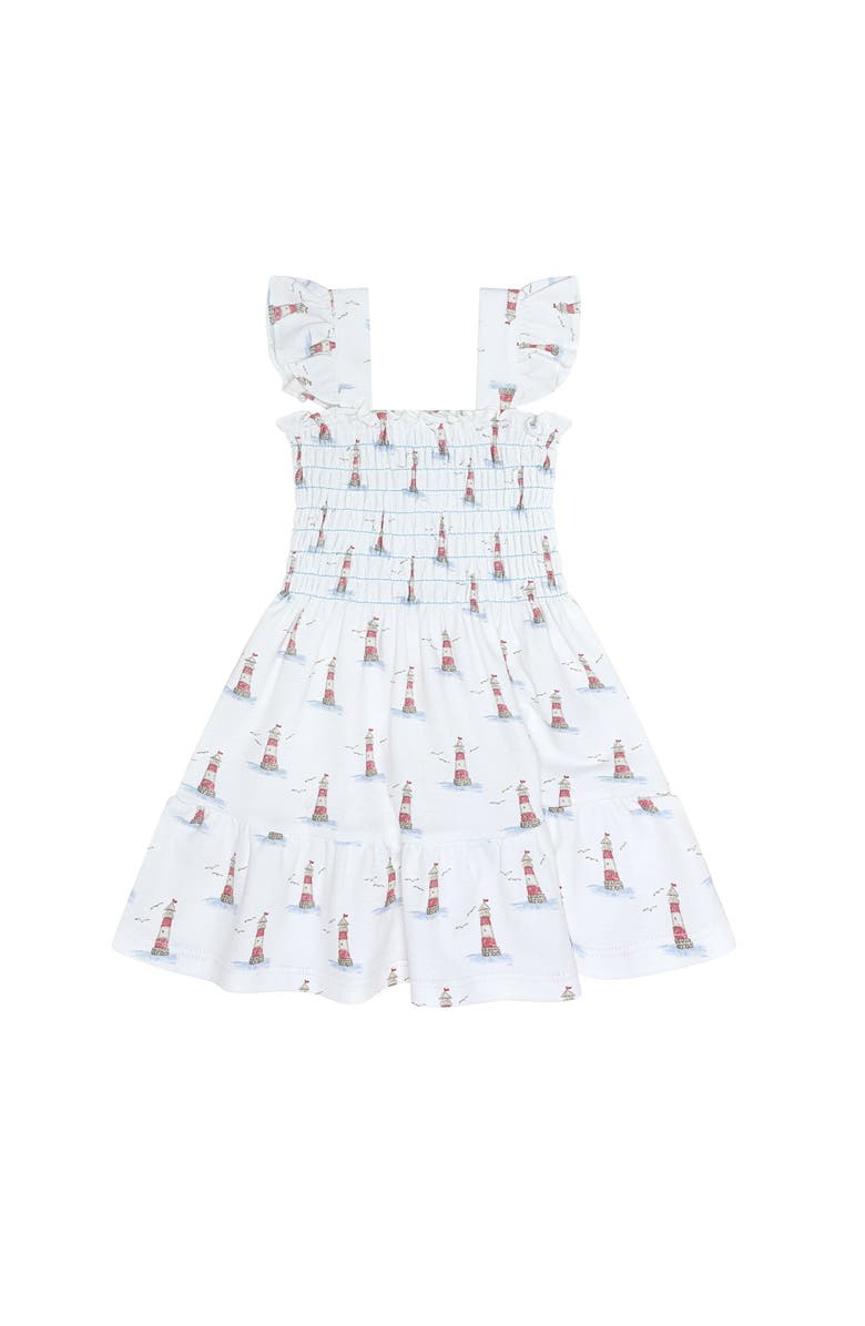 Nellapima Lighthouse Print Gathered Dress - Baby, Main, color, Red