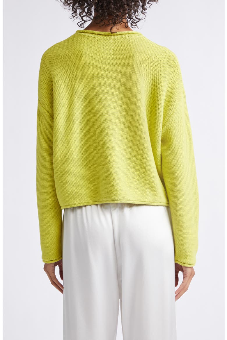Mae Crewneck Cotton Blend Sweater, Alternate, color, CHARTREUSE