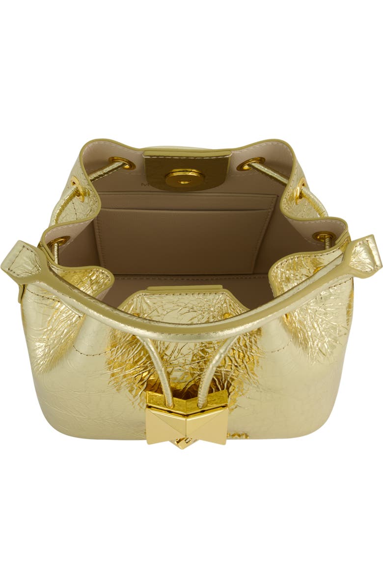 Mac Duggal Crinkle Metallic Leather Bucket Handbag, Alternate, color,