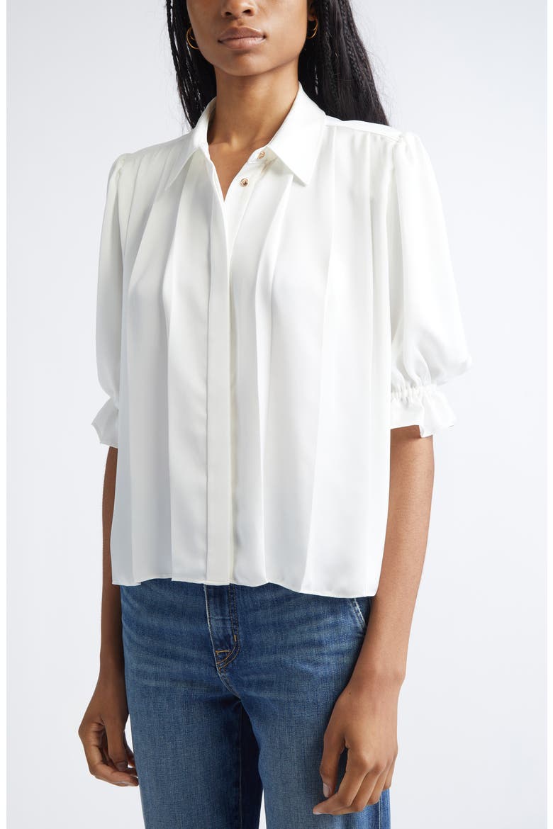 Amira Button Front Woven Shirt, Alternate, color, IVORY
