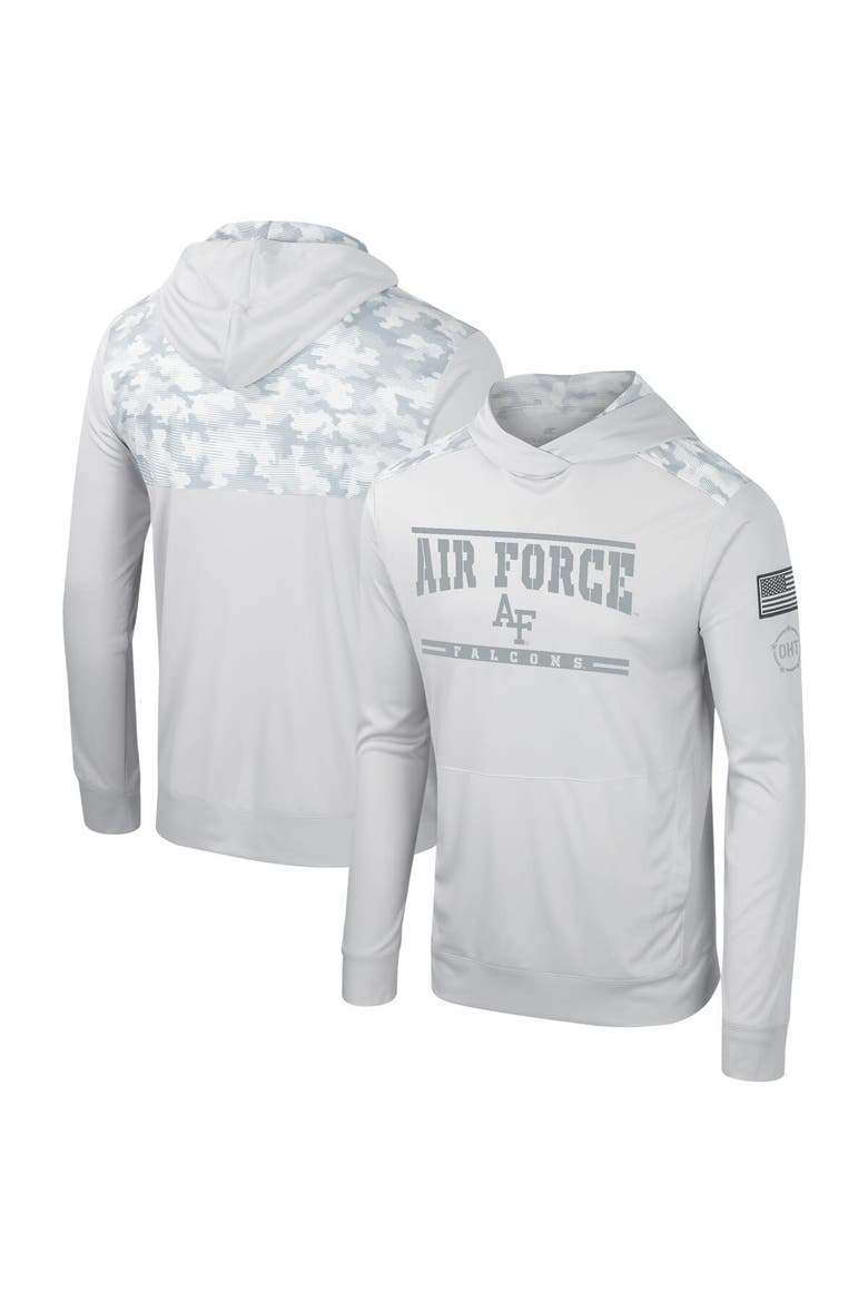 Men's Colosseum Gray Air Force Falcons OHT Military Appreciation Long Sleeve Hoodie T-Shirt, Alternate, color, Gray