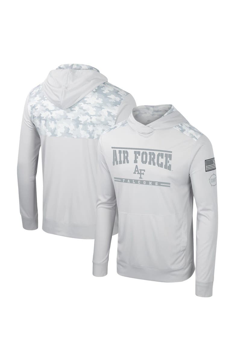 COLOSSEUM Men's Colosseum Gray Air Force Falcons OHT Military Appreciation Long Sleeve Hoodie T-Shirt, Alternate, color,