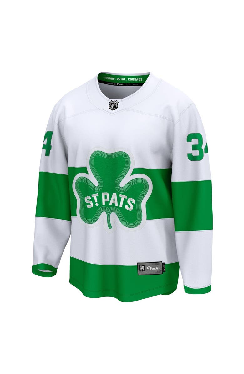 FANATICS Men's Fanatics Branded Auston Matthews White Toronto Maple Leafs St. Patricks Alternate Premier Breakaway Player Jersey, Alternate, color,